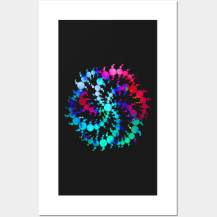 Psychedelic Swirling Circles on Black Background Posters and Art